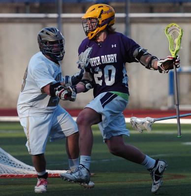 Upper Darby's Chris Stone sniped a hat trick, but the Royals fell to West Chester Rustin, 13-8. TIMES STAFF/JULIA WILKINSON